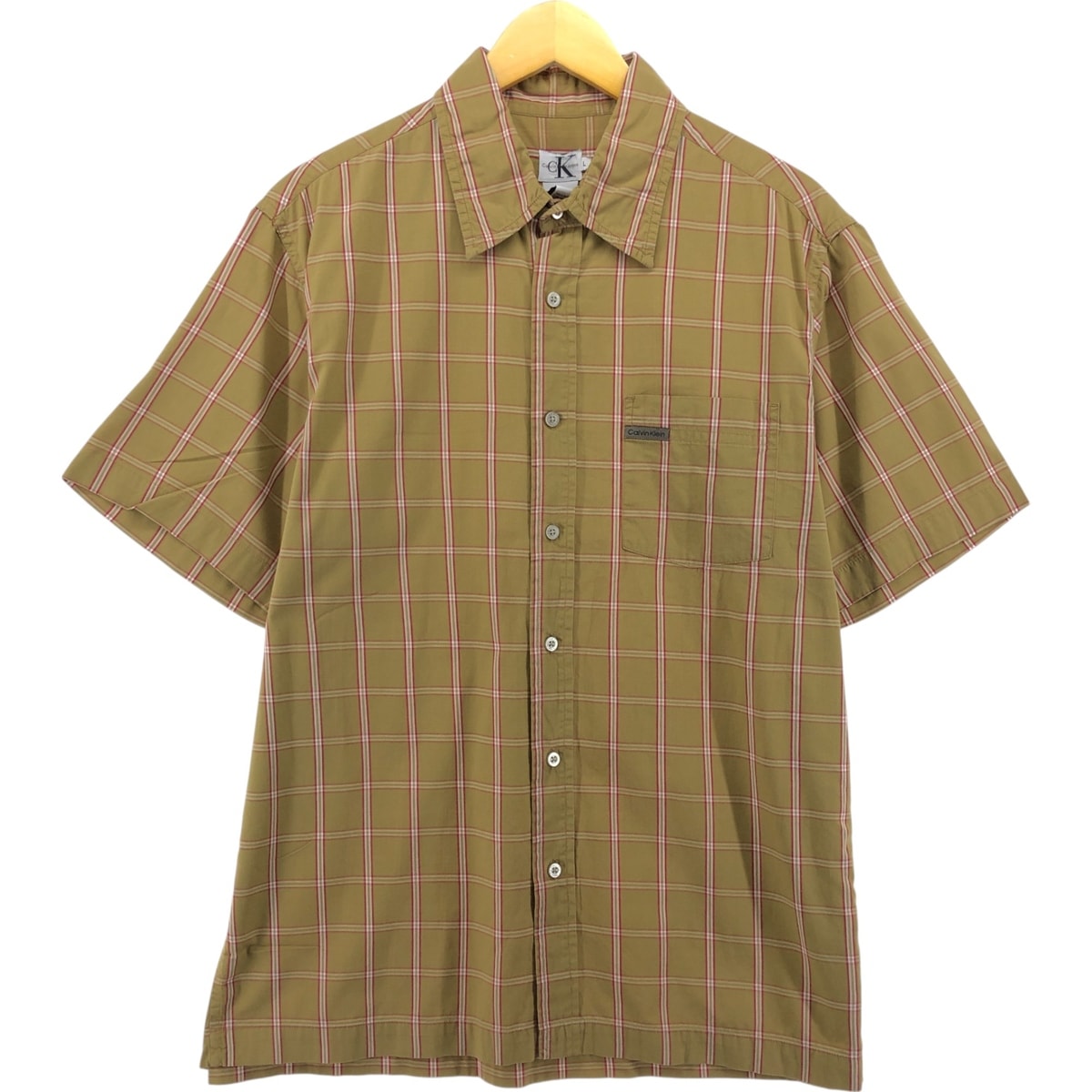 古着 カルバンクライン Calvin klein JEANS 半袖 コットン チェックシャツ ボックスシャツ メンズL相当/eaa554506