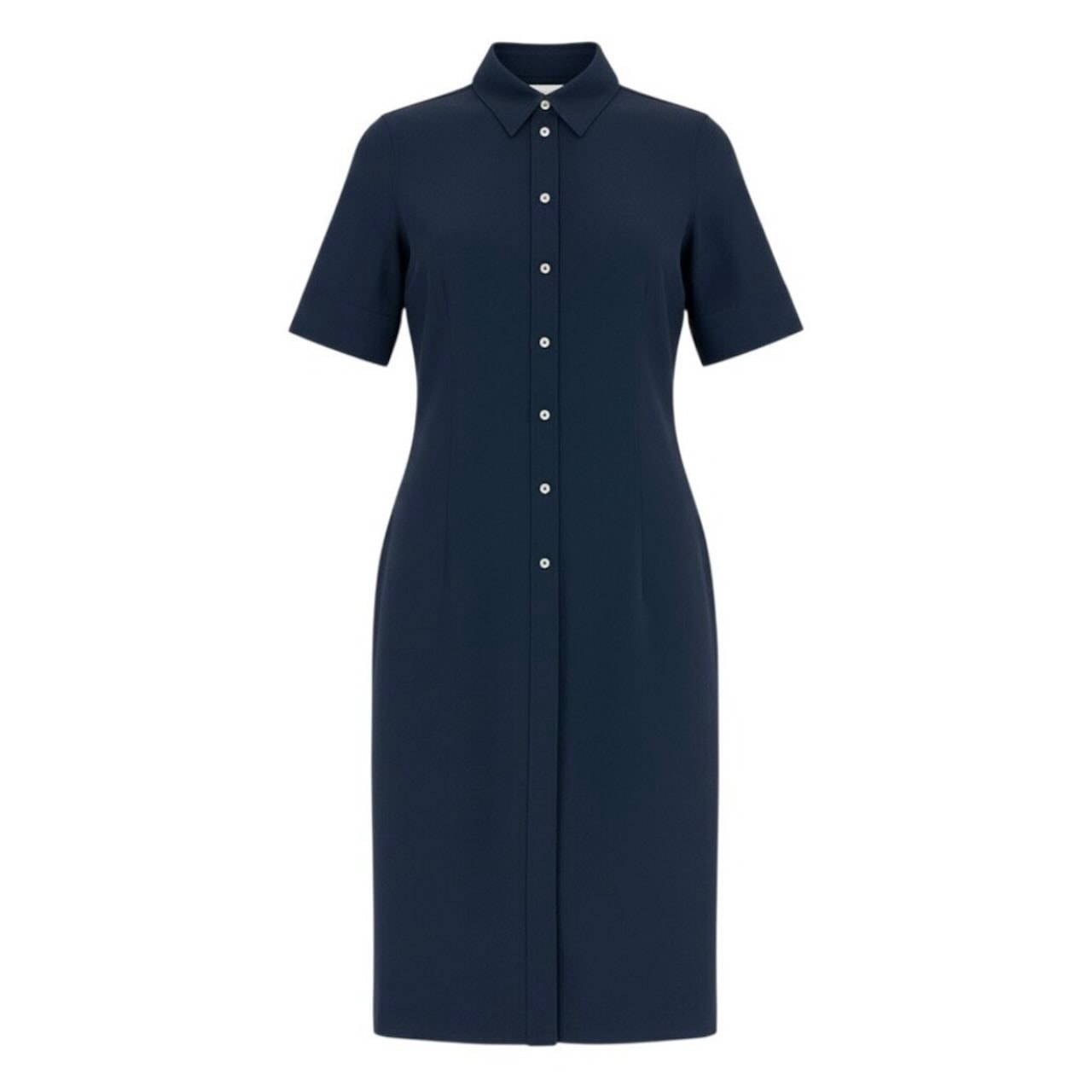 JIL SANDER ジルサンダー シャツワンピース ロングワンピース 半袖 ネイビー コットン シルク/ ワンピース A3-00083 【中古】