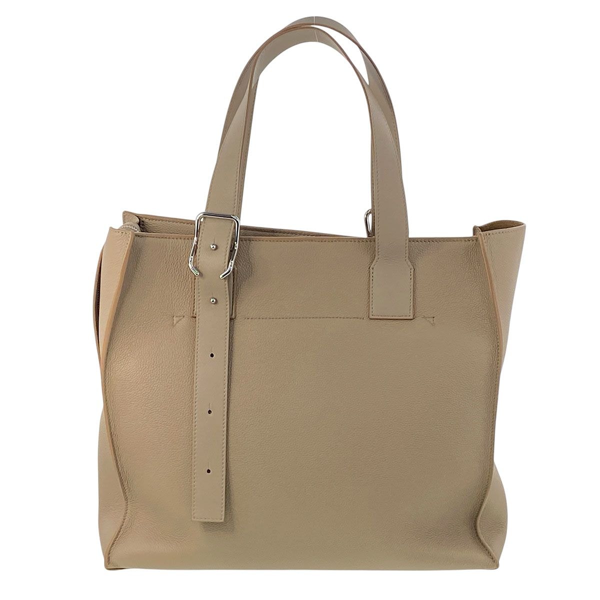 LOEWE ロエベ バックル ジップトート トートバッグ B692K99X03 レザー ベージュ  レディース【中古】