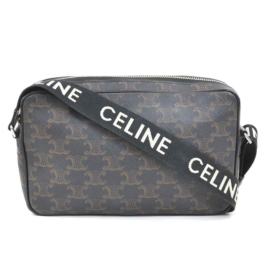 セリーヌ CELINE ショルダーバッグ PVCコーティングキャンバス ブラウン×ブラック ユニセックス【中古】 90138a