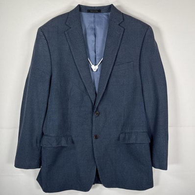 古着 ラルフローレン RALPH LAUREN テーラードジャケット ブレザー スーツ 千鳥格子柄 42L ブルー系 チェック メンズ