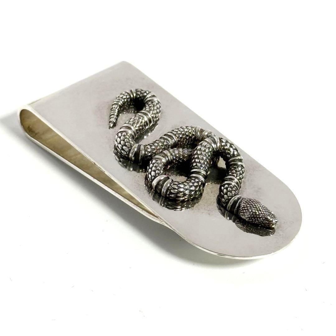 【希少】グッチ メンズ マネークリップ ビルクリップ スネーク シルバー925