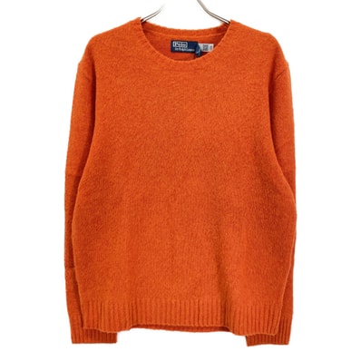 ポロ ラルフローレン オレンジ カシミヤウール Suede-Patch Wool-Cashmere Sweater XL