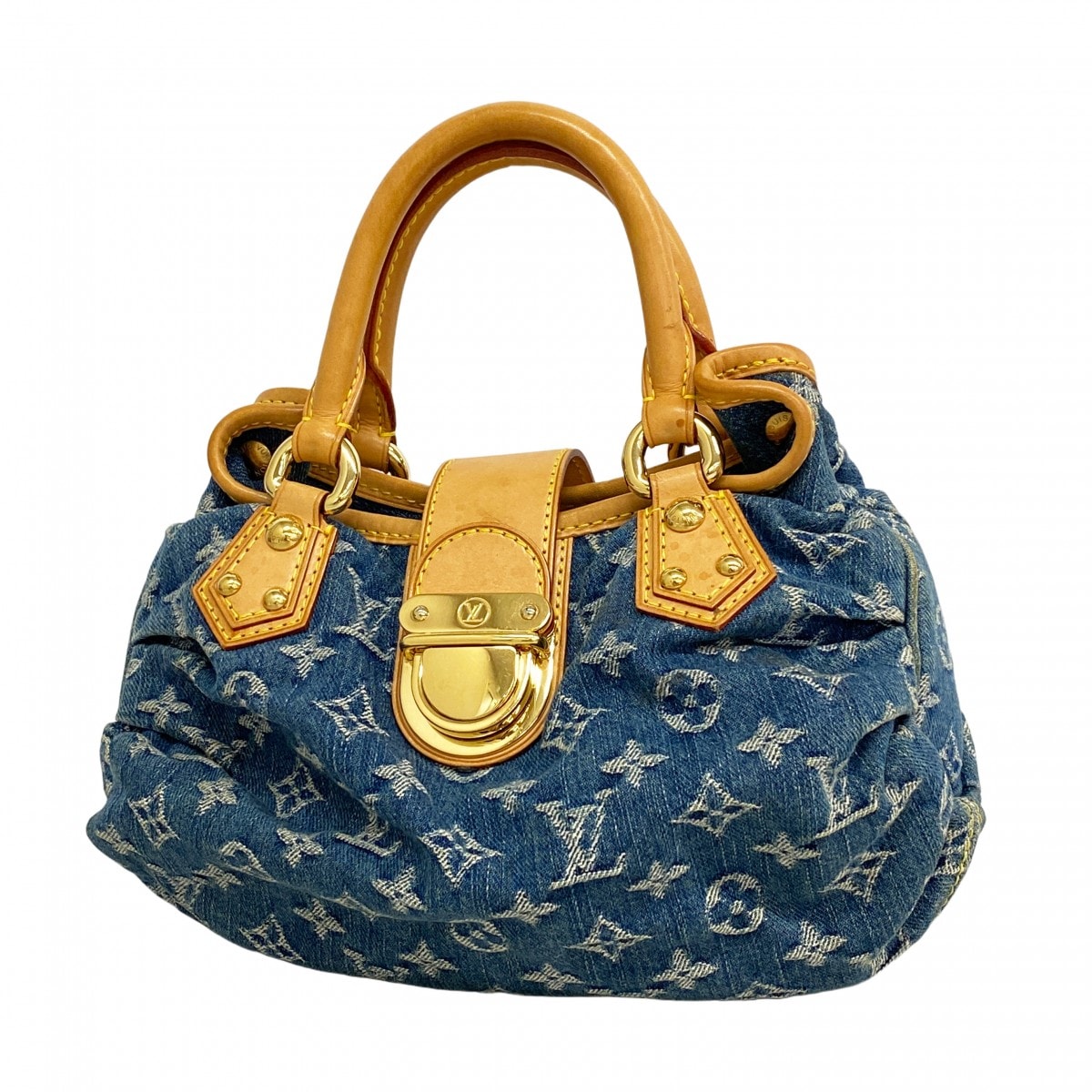 【6dd4166-k】ルイヴィトン ハンドバッグ モノグラム・デニム プリーティ M95020 ブルー【中古】レディース