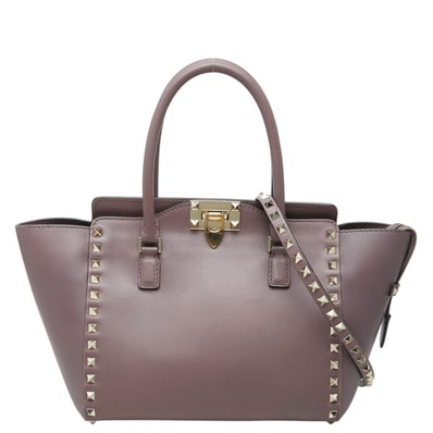 ヴァレンチノ ガラヴァーニ ロックスタッズ ハンドバッグ ショルダーバッグ 2WAY BG-L540BOL2 パープル系 レザー レディース Valentino 【中古】
