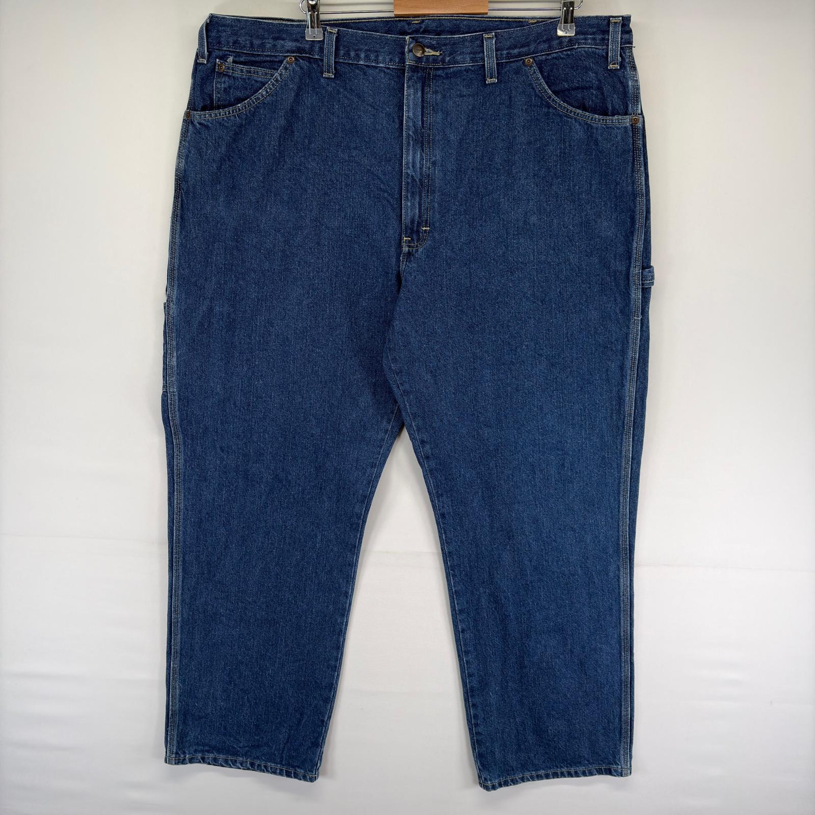 古着 ディッキーズ Dickies デニム パンツ ハンマーループ スパナポケット ワンポイントロゴ ジッパーフライ w44 L32  ブルー系 メンズ