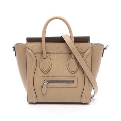 セリーヌ CELINE ラゲージ ナノショッパー 2WAY ハンドバッグ バッグ レザー レディース ベージュ系 189243 【中古】