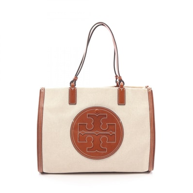 トリーバーチ Tory Burch ELLA エラ トートバッグ バッグ キャンバス レザー レディース ベージュ系 / ブラウン系 【中古】