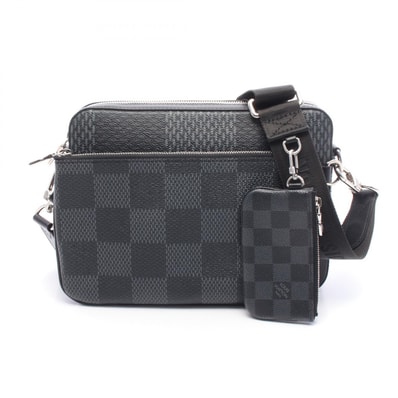 ルイ・ヴィトン LOUIS VUITTON トリオ メッセンジャー ダミエグラフィット ショルダーバッグ バッグ PVCコーティングキャンバス レザー レディース ブラック系 N50017 【中古】