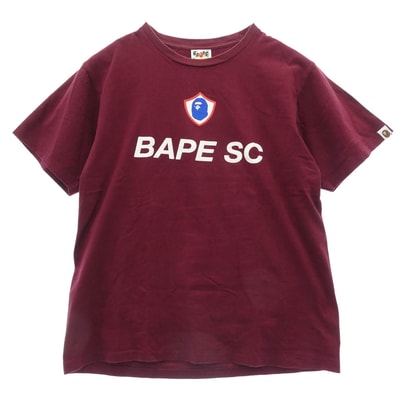 A BATHING APE アベイシングエイプ Tシャツ BAPE SC プリント 半袖 Tシャツ カットソー ワインレッド系 L【中古】