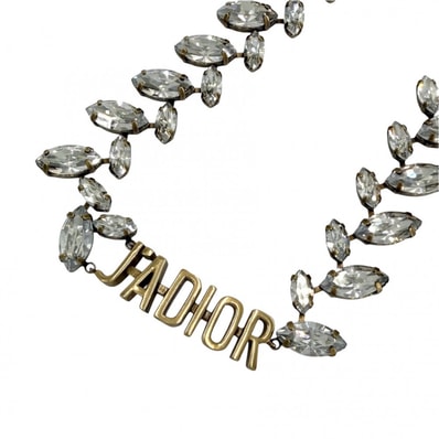 Dior ディオール チョーカー J’ADIOR ネックレス アクセサリー 小物 アジャスター付き ラインストーン アンティークゴールド レディース 約36.3g【中古品】