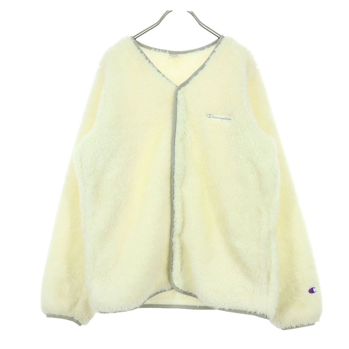 Champion チャンピオン ブランドロゴ 長袖 ボアジャケット LARGE ホワイト