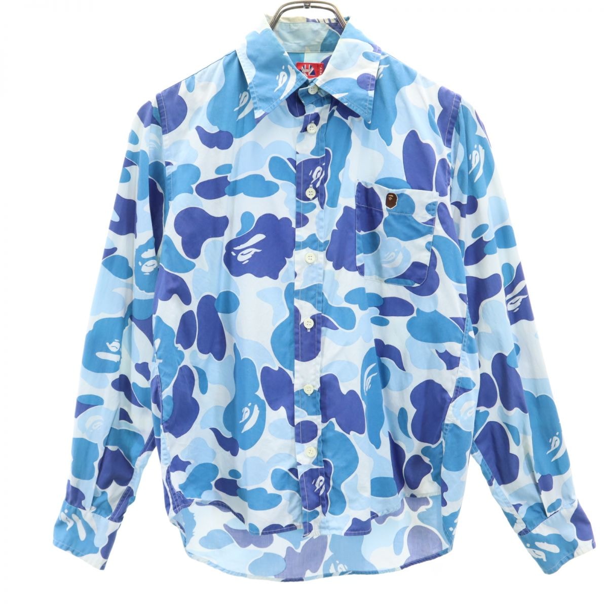 A BATHING APE アベイシングエイプ 総柄 長袖 シャツ XS ブルー系
