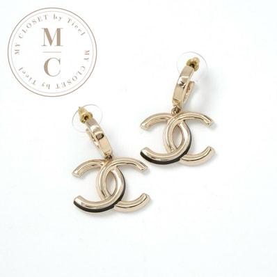 シャネル CHANEL ピアス イヤリング ゴールド ブラック ココマーク フープ