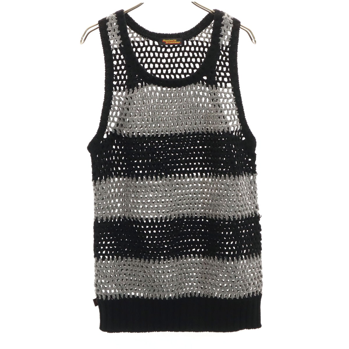 HYSTERIC GLAMOUR ヒステリックグラマー ノースリーブ クロシェ ニット FREE ブラック メッシュ