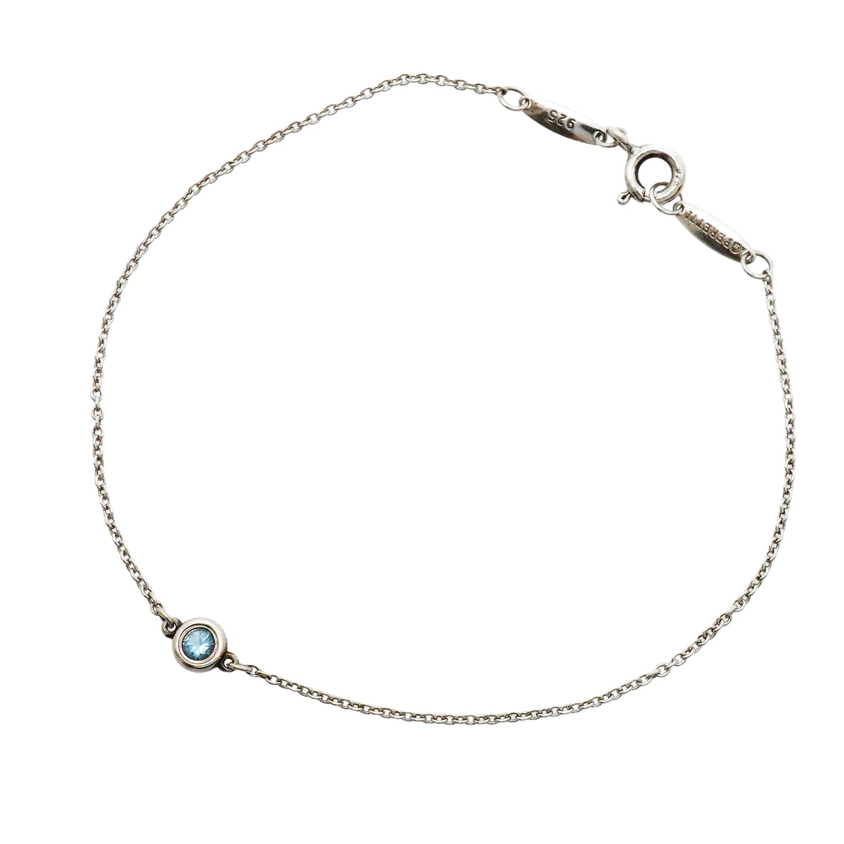 【6jhb0379-k】ティファニー ブレスレット バイザヤード シルバー925 アクアマリン ブルー【中古】レディース