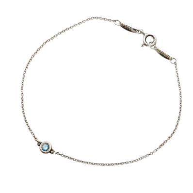 【6jhb0379-k】ティファニー ブレスレット バイザヤード シルバー925 アクアマリン ブルー【中古】レディース