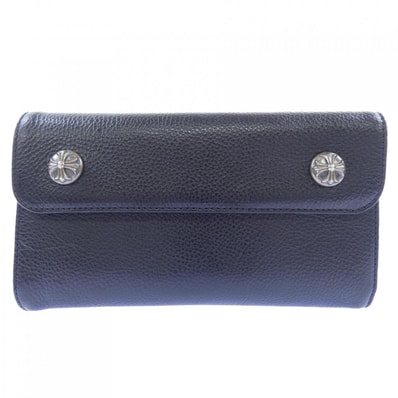 Chrome Hearts Wave Cross Ball Button Leather Wallet "Black/Silver"