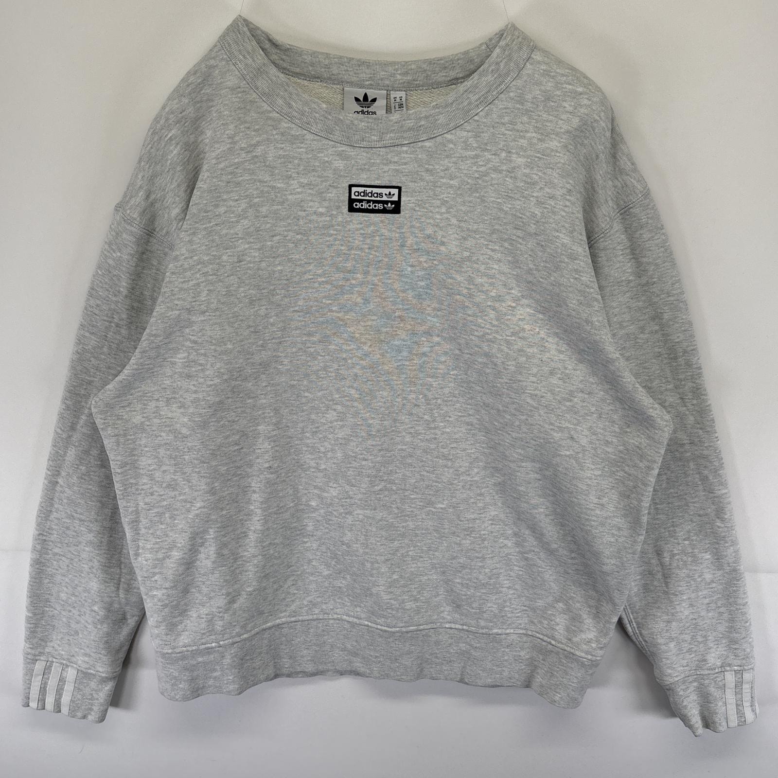 古着 アディダス adidas スウェット トレーナー クルーネック センターロゴ トレフォイル プルオーバー M グレー メンズ