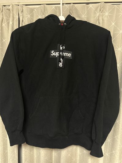 Supreme Cross Box Logo Hooded Sweatshirt "Black"