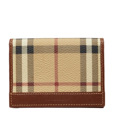 バーバリー チェック カードケース ベージュ PVC レディース BURBERRY 【中古】
