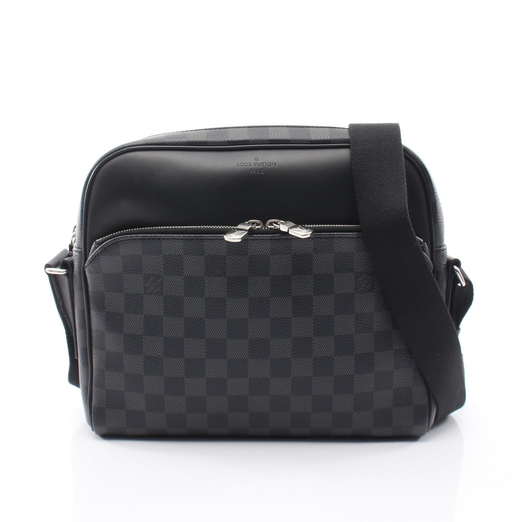 ルイ・ヴィトン LOUIS VUITTON デイトンPM ショルダーバッグ バッグ PVCコーティングキャンバス レザー ダミエ・グラフィット メンズ ブラック系 N41408 【中古】