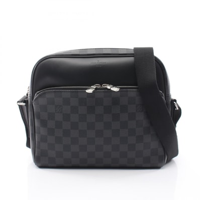 ルイ・ヴィトン LOUIS VUITTON デイトンPM ショルダーバッグ バッグ PVCコーティングキャンバス レザー ダミエ・グラフィット メンズ ブラック系 N41408 【中古】