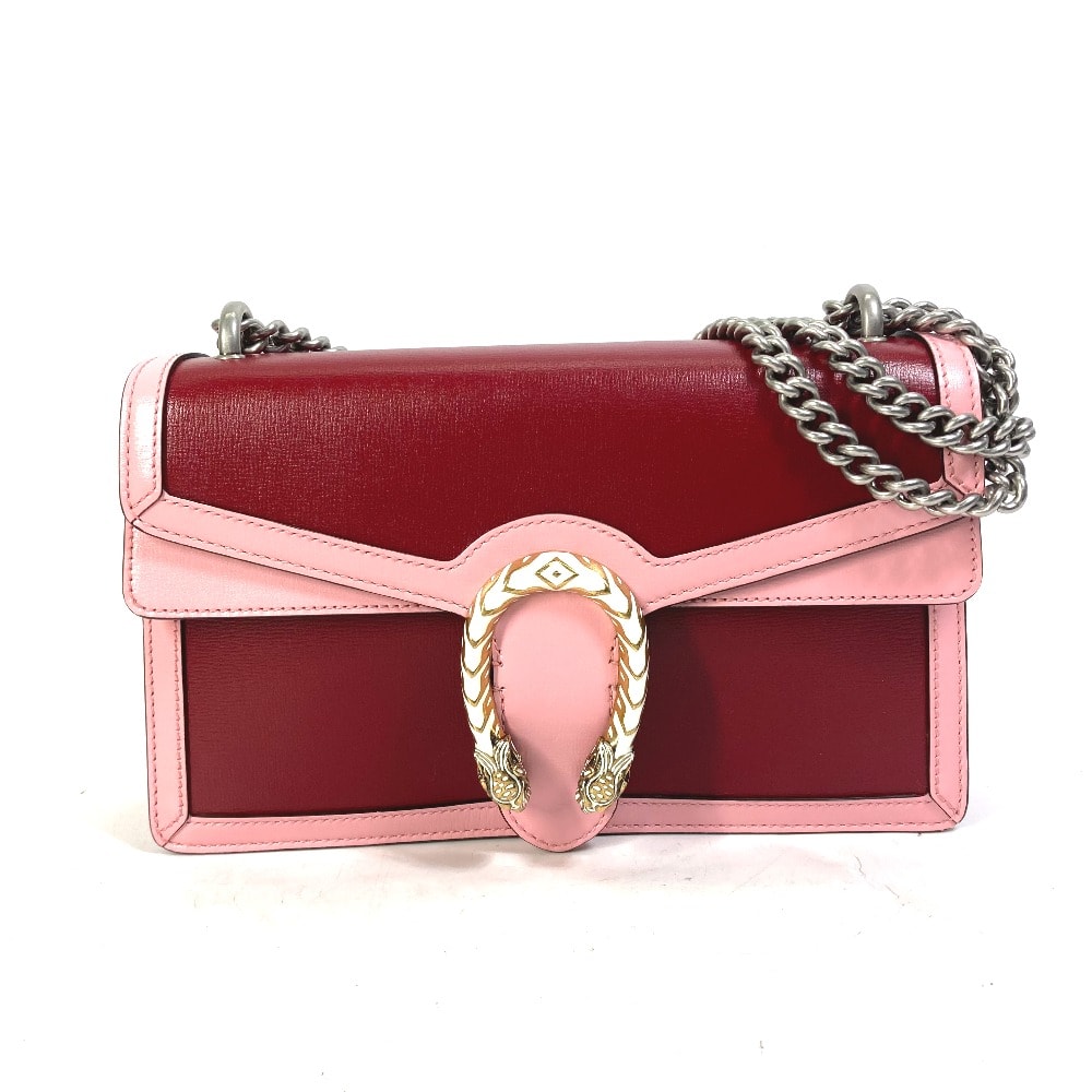 グッチ GUCCI デュオニソス 400249 バイカラー カバン チェーン 肩掛け ショルダーバッグ レザー ピンク 未使用