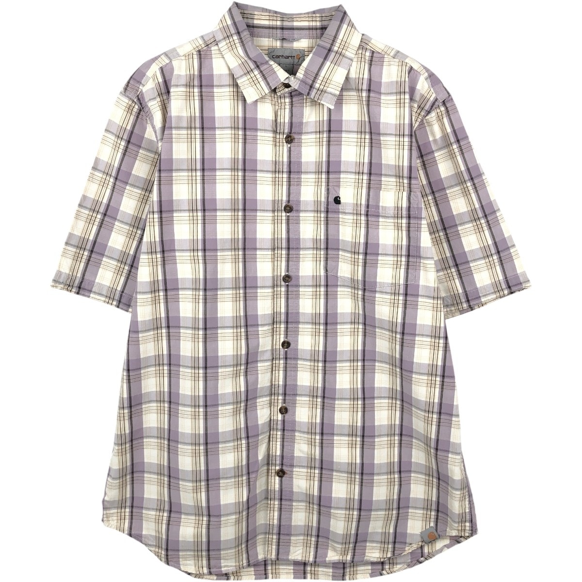 古着 カーハート Carhartt RELAXED FIT チェック柄 半袖 ワークシャツ メンズL相当/eaa668098
