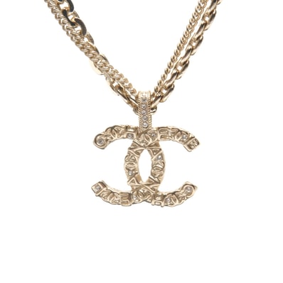 シャネル CHANEL ココマーク 2連 ラインストーン A21P ネックレス【中古】