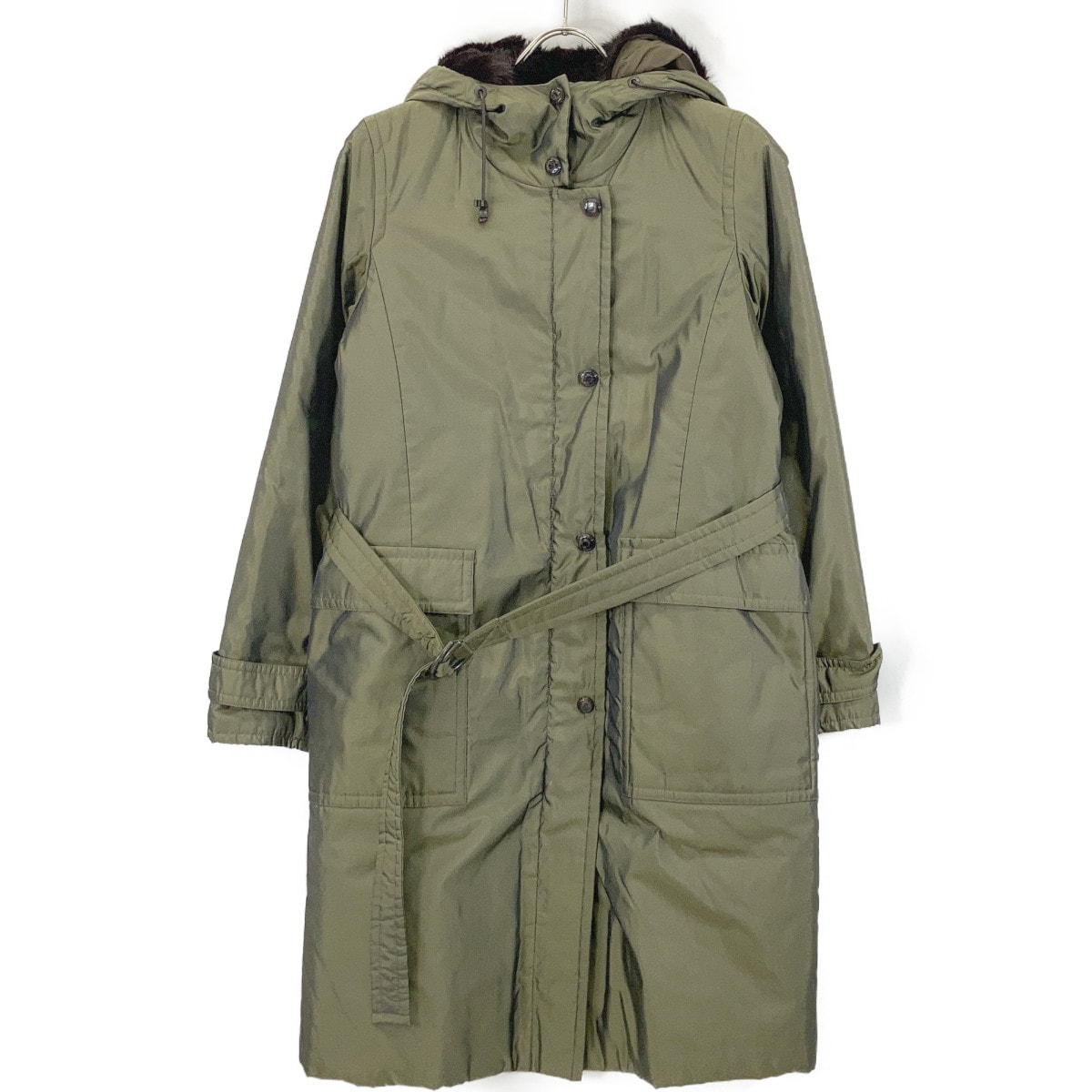マックスマーラ 【RAINWEAR】14860803 カーキ ファーライナー付きフーデットコート 42