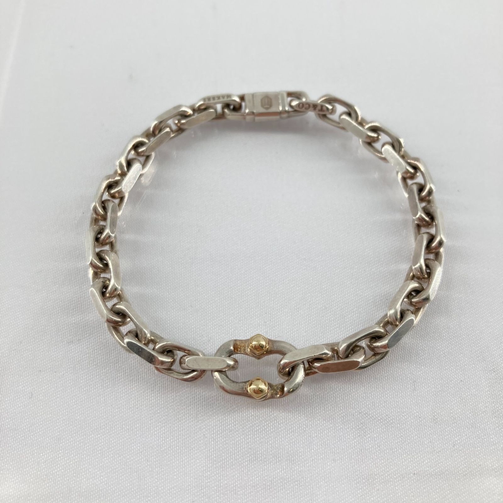 TIFFANY&CO(ティファニー) メイカーズ Ag925/750 ワイドチェーンブレスレット シルバー/ゴールド