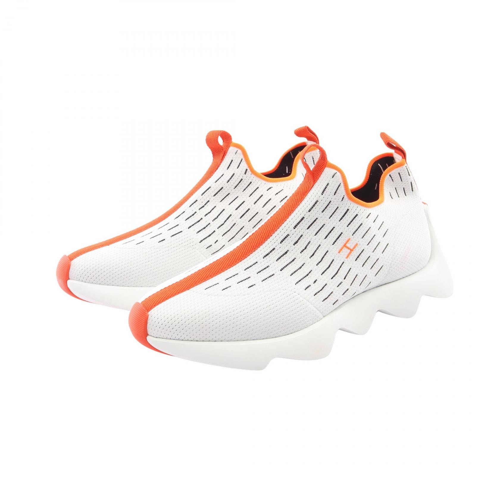 エルメス HERMES ECLAIR エクレール スニーカー 靴 ファブリック ホワイト レディース ホワイト系 / オレンジ系 【中古】