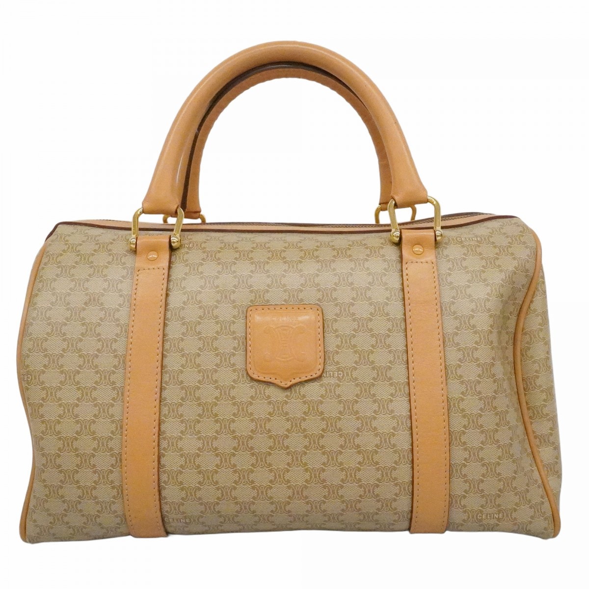 【6cd5661-k】セリーヌ ハンドバッグ マカダム PVC ブラウン ゴールド金具【中古】レディース