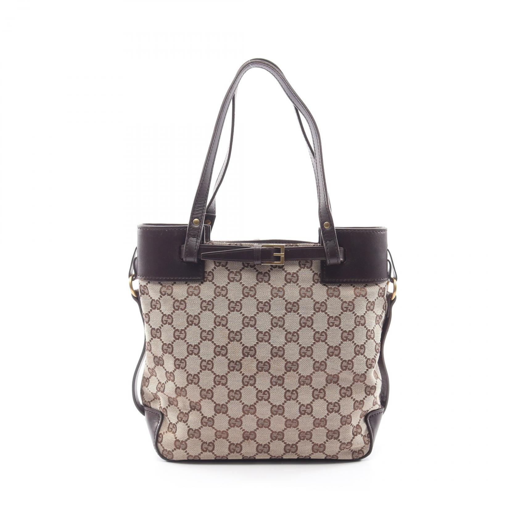 グッチ GUCCI GGキャンバス トートバッグ バッグ キャンバス レザー レディース ベージュ系 / ブラウン系 107757 【中古】