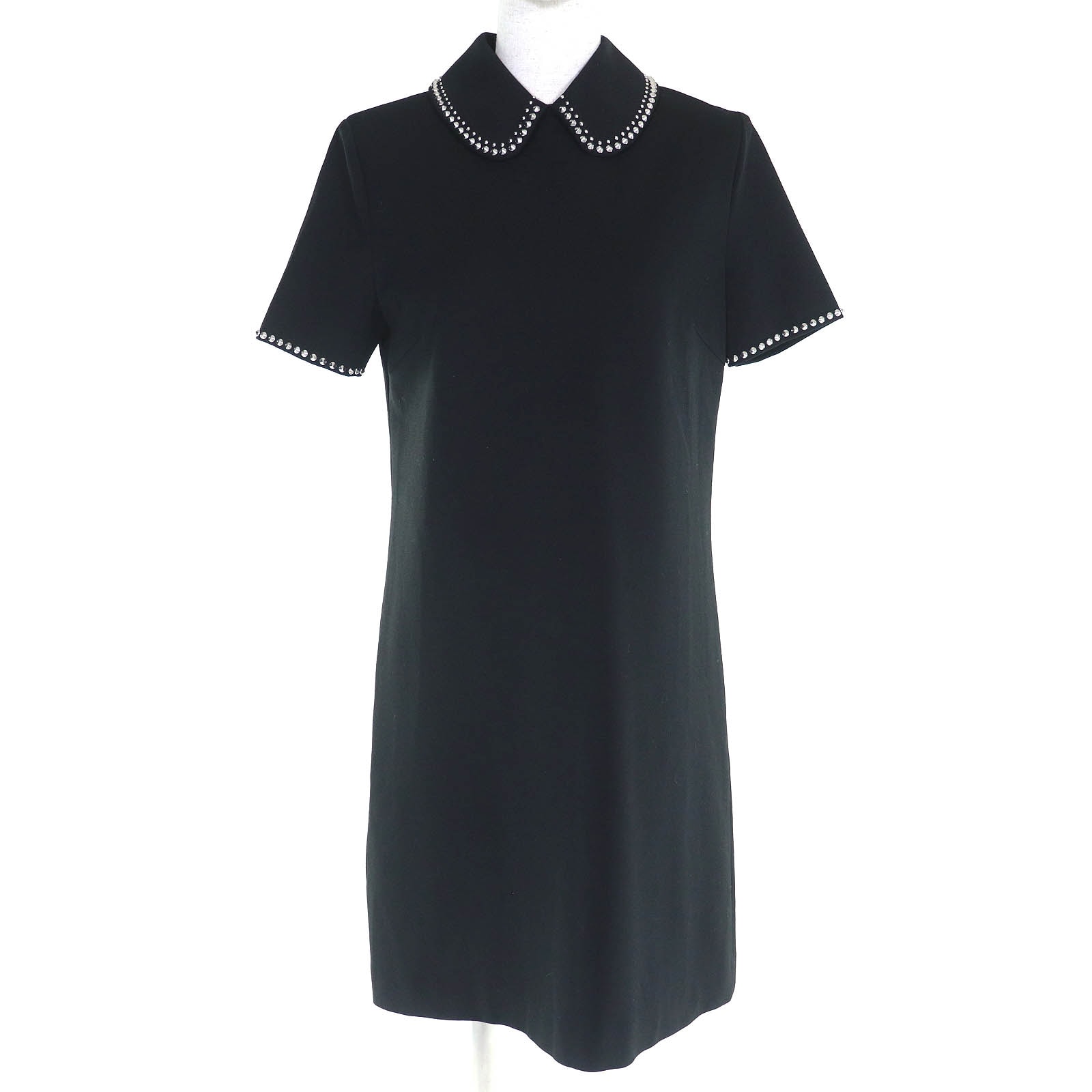 極美品 ミュウミュウ ワンピース スタッズ装飾 ブラック 34 MF4440