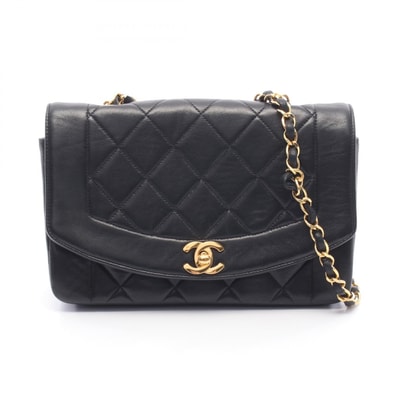 シャネル CHANEL マトラッセ ダイアナフラップ ショルダーバッグ バッグ ラムスキン(羊革) レディース ブラック系 A01164 【中古】