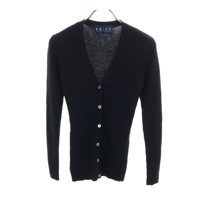RALPH RALPH LAUREN ラルフラルフローレン 長袖 Vネック リブ ニットカーディガン M ネイビー