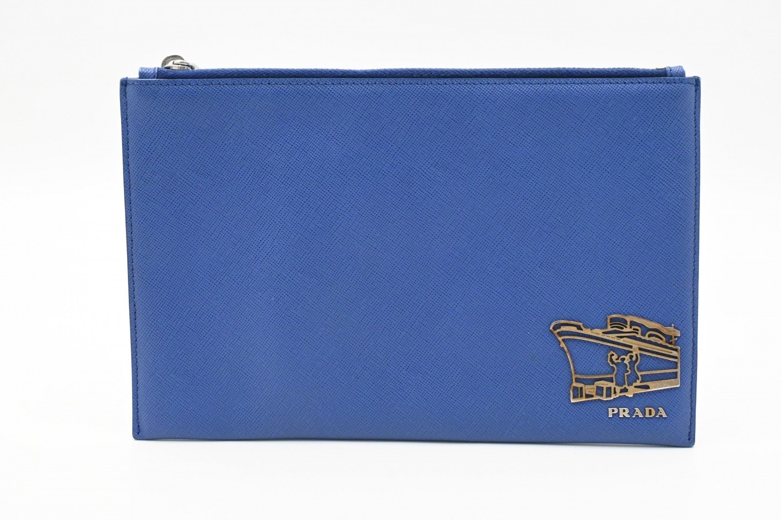 プラダ サフィアーノ クラッチバッグ ブルー
