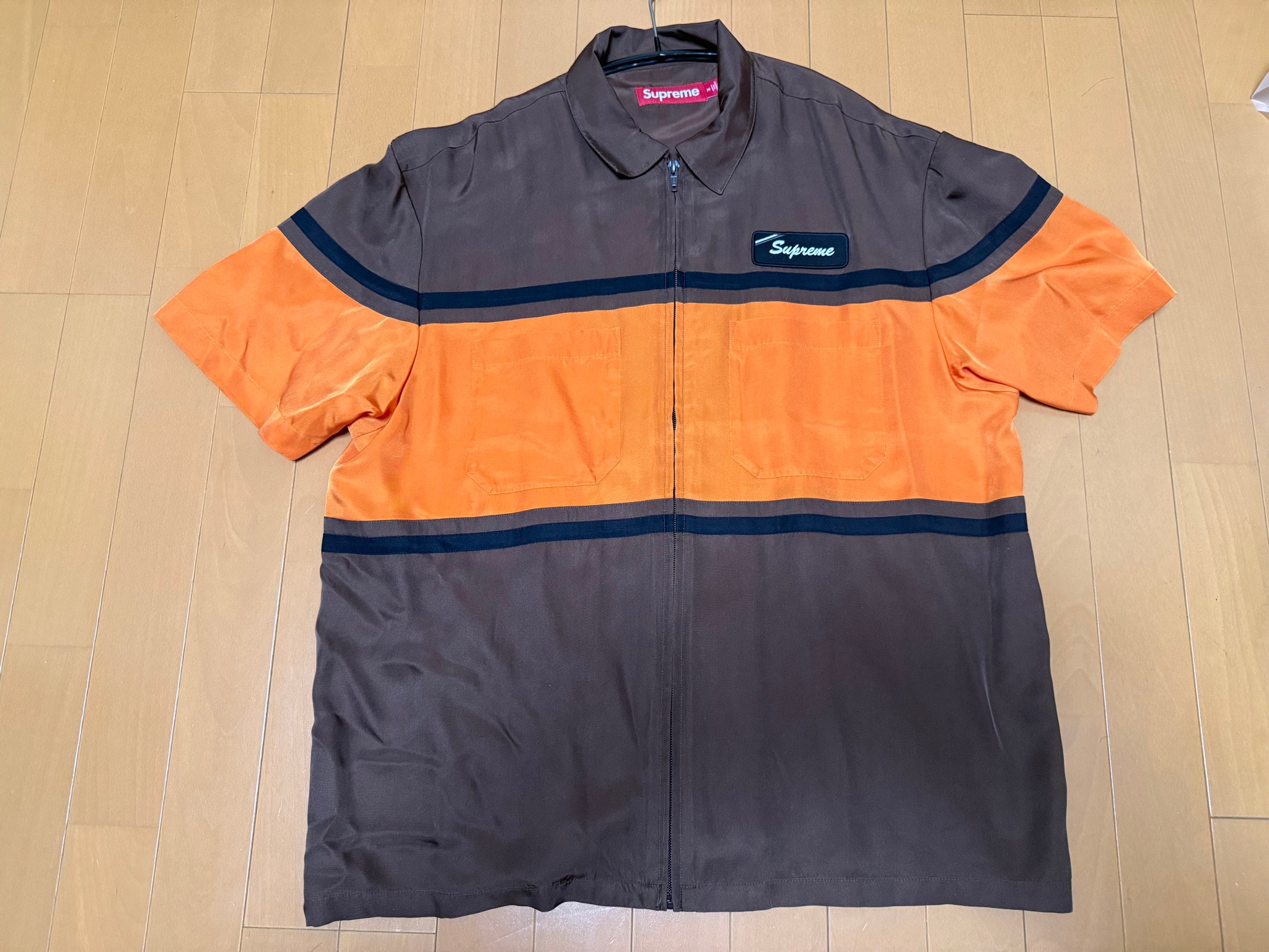 Supreme Silk Zip Up S/S Shirt "Brown"