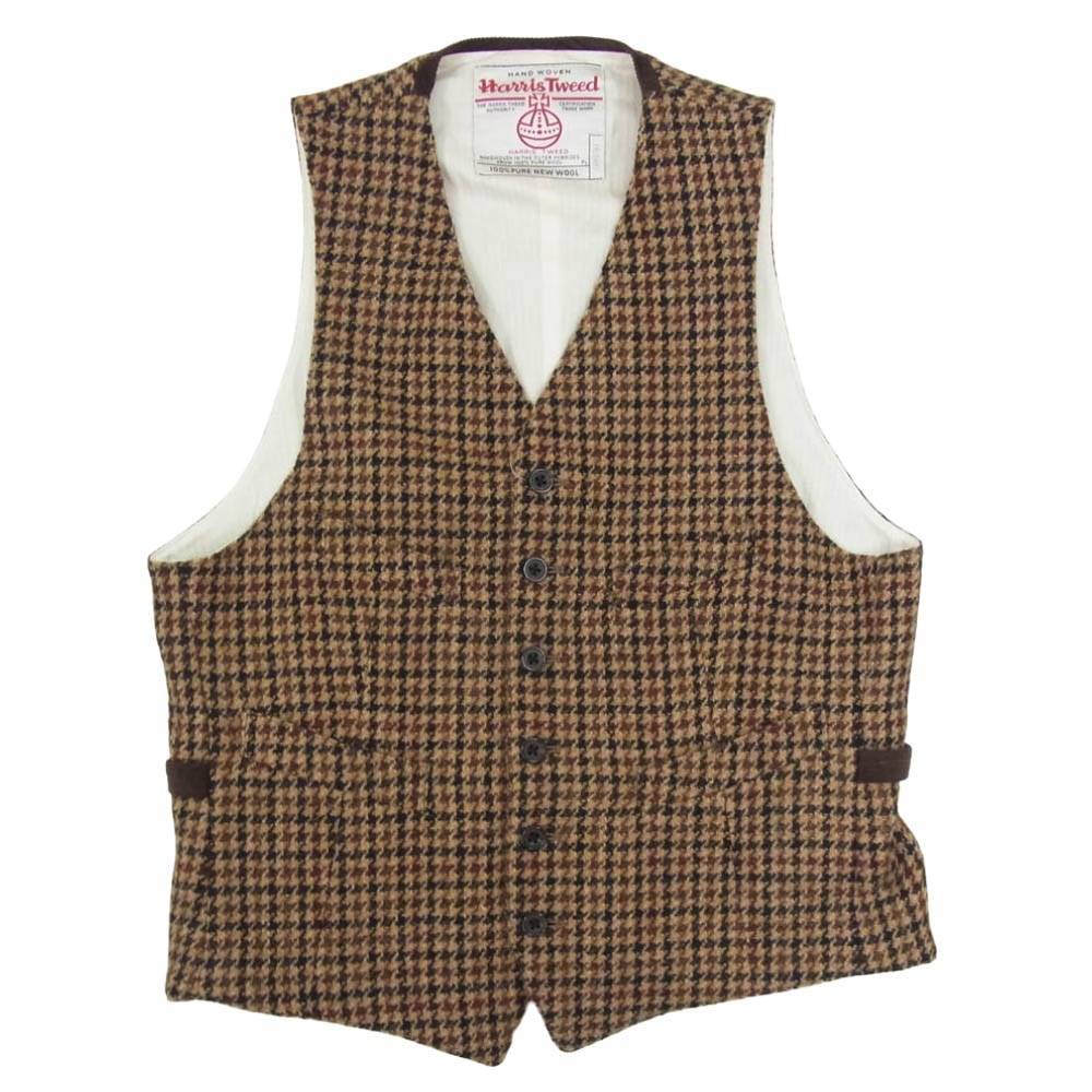 BEAMS ビームス 38-19-0017-803 BEAMS+ ビームスプラス Waistcoat Harris Tweed ハリスツイード ウエストコート ジレ ベスト ブラウン系 M【中古】