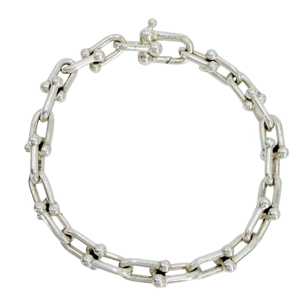 TIFFANY&Co. ティファニー ブレスレット ハードウェア スモールリンク ジュエリー アクセサリー メンズ レディース シルバー925    ユニセックス 約15.9g【中古品】
