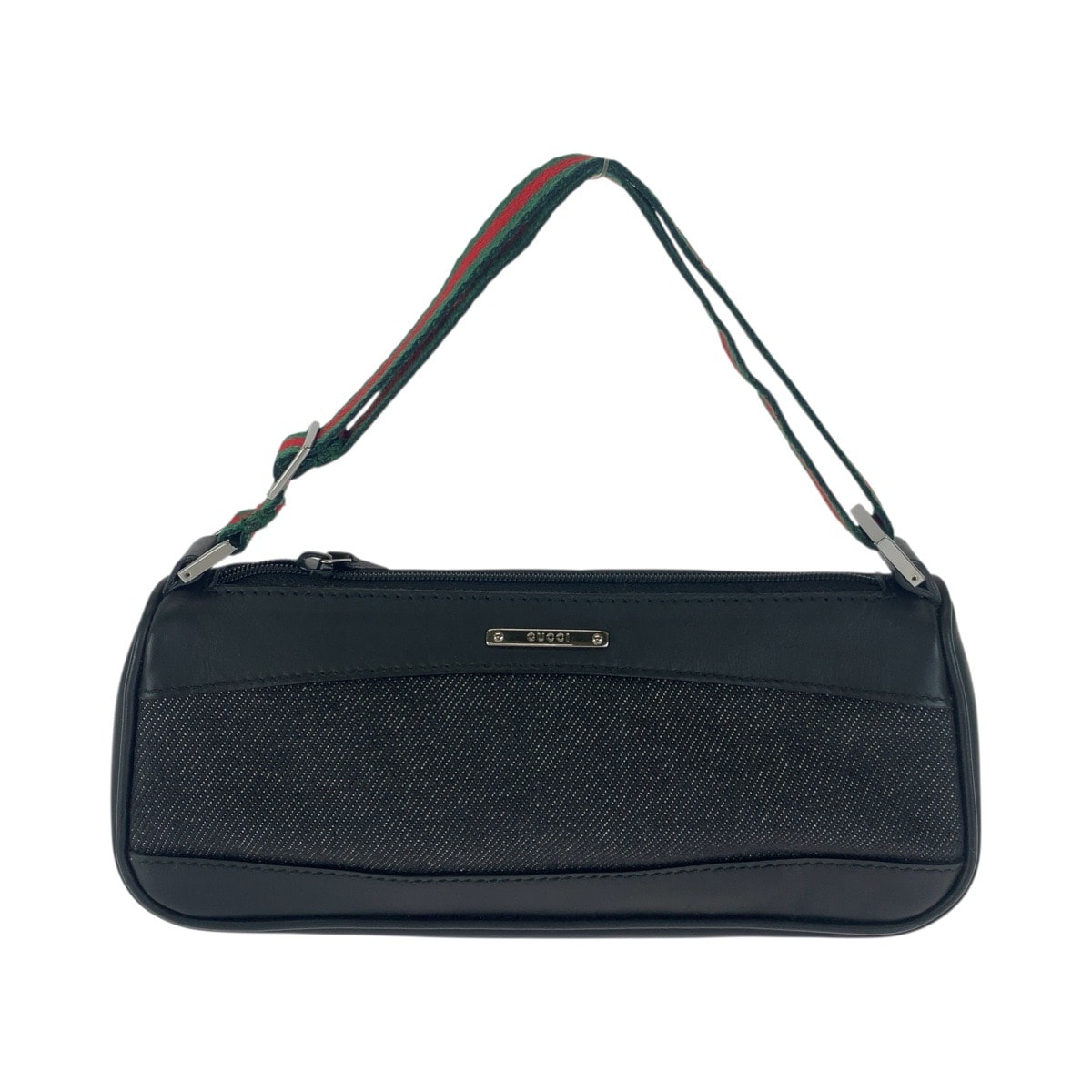 美品 GUCCI グッチ シェリーライン ブラック 黒 シルバー金具 レザー ハンドバッグ アクセサリーポーチ 601690 【中古】