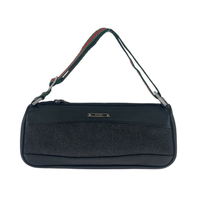 美品 GUCCI グッチ シェリーライン ブラック 黒 シルバー金具 レザー ハンドバッグ アクセサリーポーチ 601690 【中古】