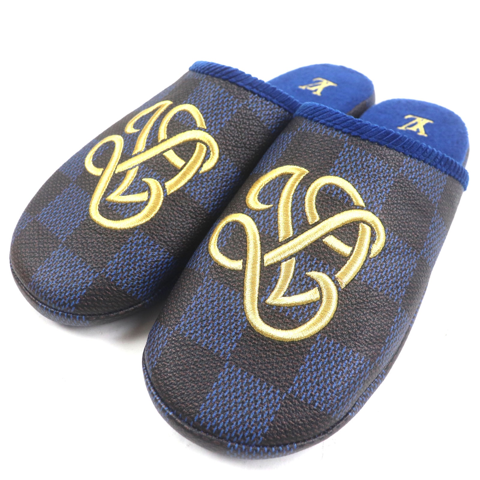 未使用品 ルイヴィトン
 サンダル LV パレス・ライン・ミュール ブルー ブラウン ゴールド メンズ 9 1ACN6H