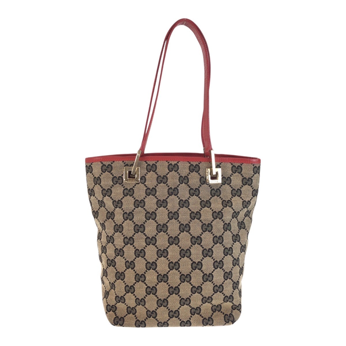 美品 GUCCI グッチ ネイビー レッド ゴールド金具 GGキャンバス トートバッグ ハンドバッグ 602122 【中古】
