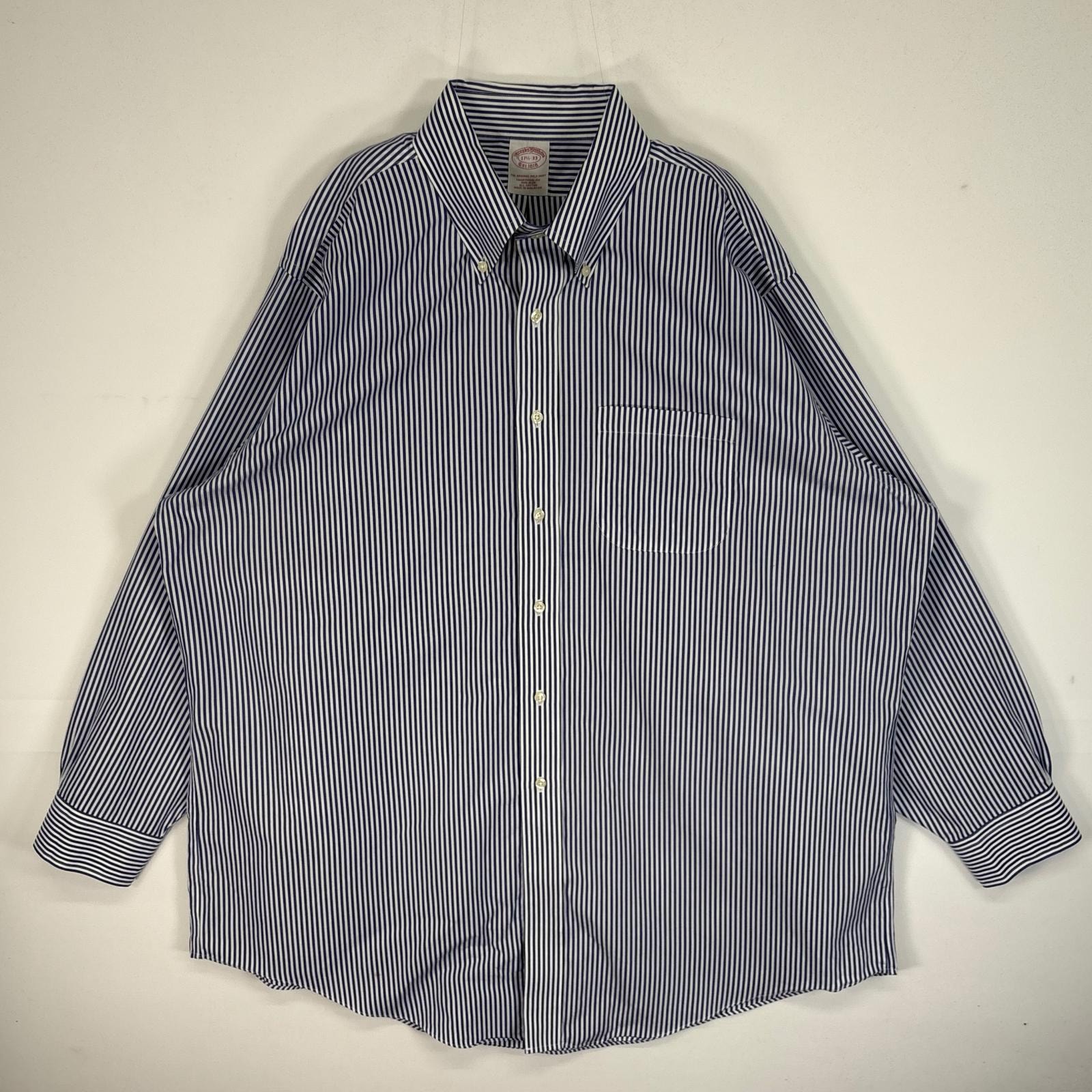 古着 ブルックスブラザーズ Brooks Brothers 長袖シャツ 胸ポケ ボタンダウン 大きいサイズ XL  パープル系 ストライプ メンズ