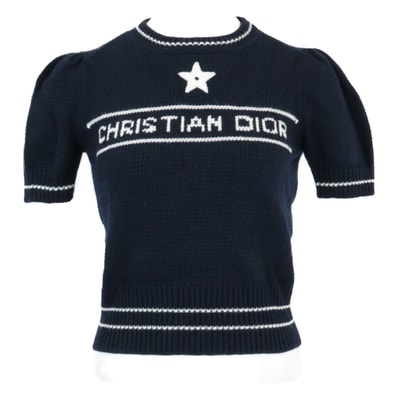 クリスチャンディオール 【国内正規】224S09AM308 ロゴ入り カシミヤxウール 半袖ニットセーター/ I:38