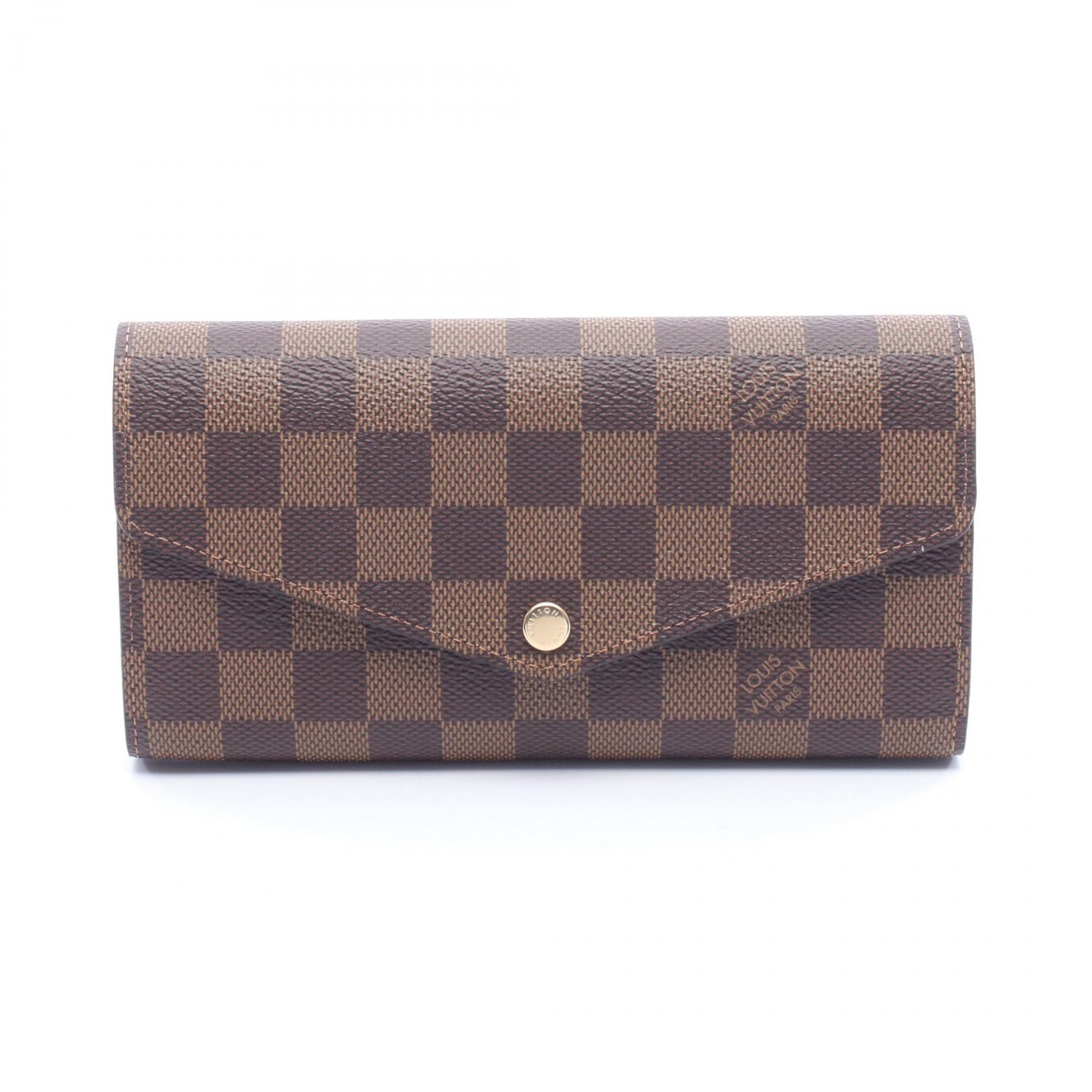 ルイ・ヴィトン LOUIS VUITTON ポルトフォイユ サラ 二つ折り長財布 財布 PVCコーティングキャンバス ダミエ エベヌ レディース ブラウン系 N63209 【中古】