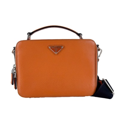 プラダ PRADA ショルダーバッグ レザー オレンジ メンズ【中古】 z10888